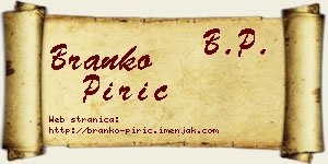 Branko Pirić vizit kartica